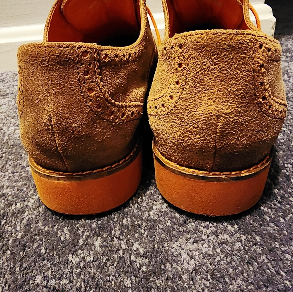 Womens'Cole Haan Tan Suede Oxfords with Orange Soles Size 11B - Picture 3 of 5